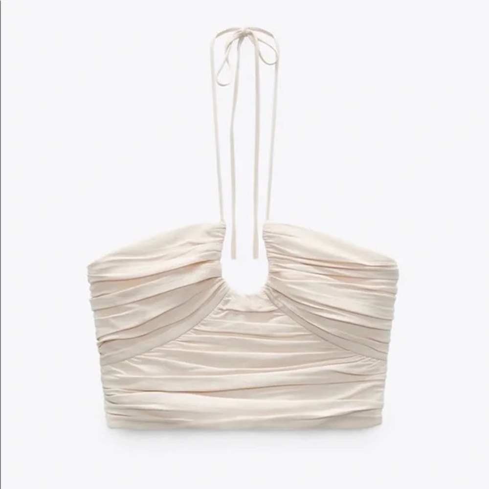 ZARA Draped Halter Neck Crop Top